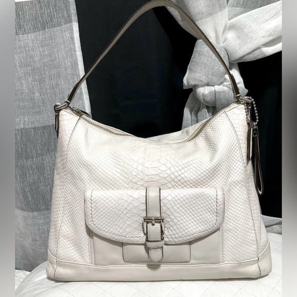 Coach D1420 SV/PH Charlie Python Leather Hobo Tote Shoulder Handbag - Picture 1 of 12